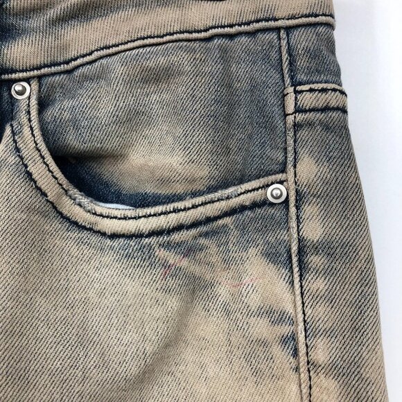 IRO Tan Distressed Mid-Rose Skinny Jeans in faded Blue  and brown mix size 25 - Picture 12 of 16